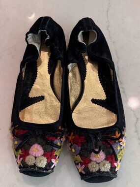 ZINC square toe embroidered Ballet flat shoe size 9 Anthropologie